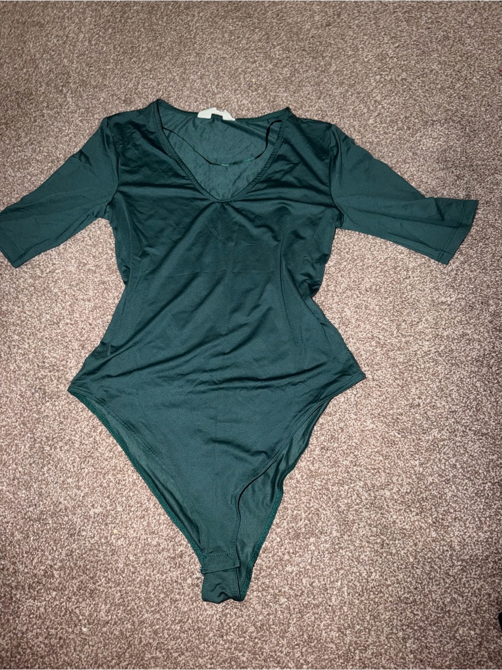 Deep Green V-Neck Bodysuit